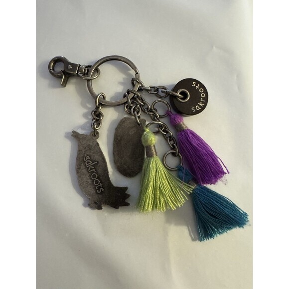 The Sak Sakroots Handbag Yellow/Purp Bird Peace Key Chain Ring Bag Charm Enamel* - Picture 2 of 6
